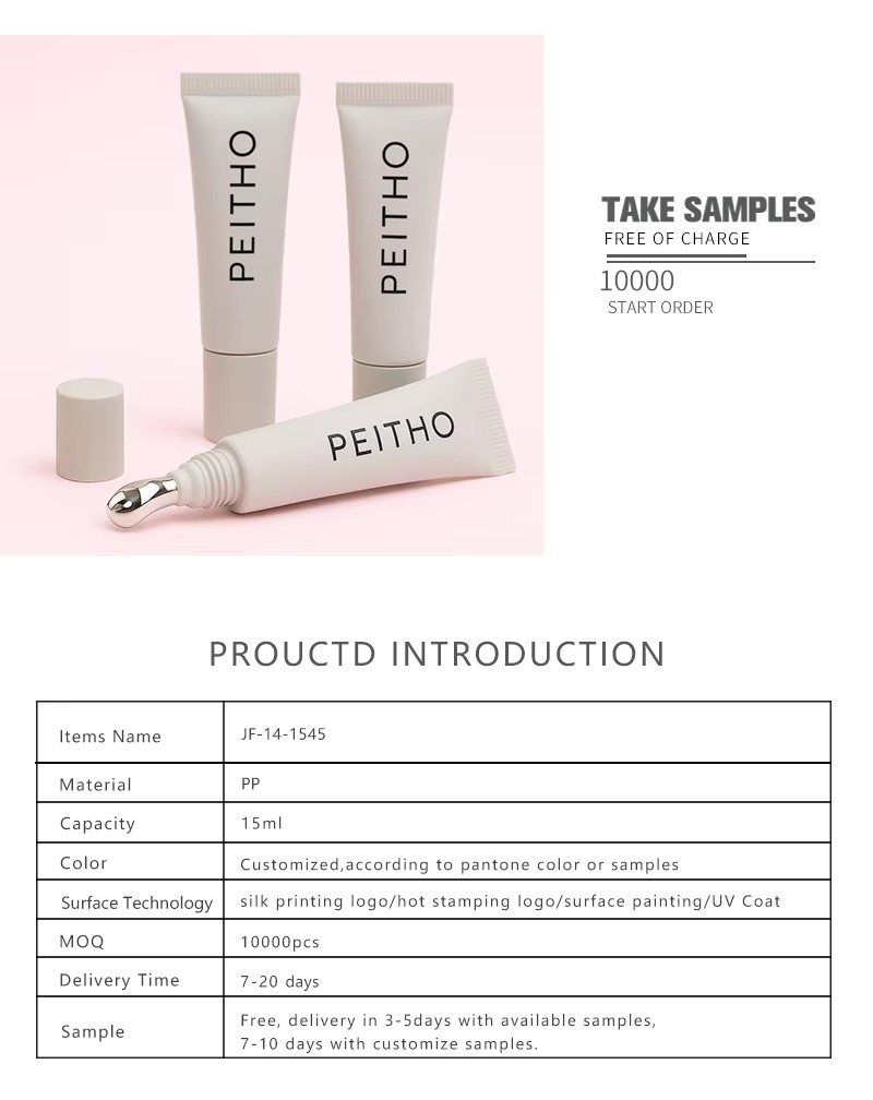 15ml Custom Empty Squeeze Plastic Hydrating Lipstick Tube Lip Balm Lip Gloss Container With Zinc Alloy Metal Applicator