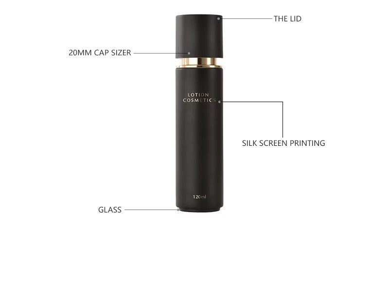 30ml 50ml Empty Luxury Cosmetic Skin Care Set Frosted Black Gold Glass Lotion Bottle With Pump
