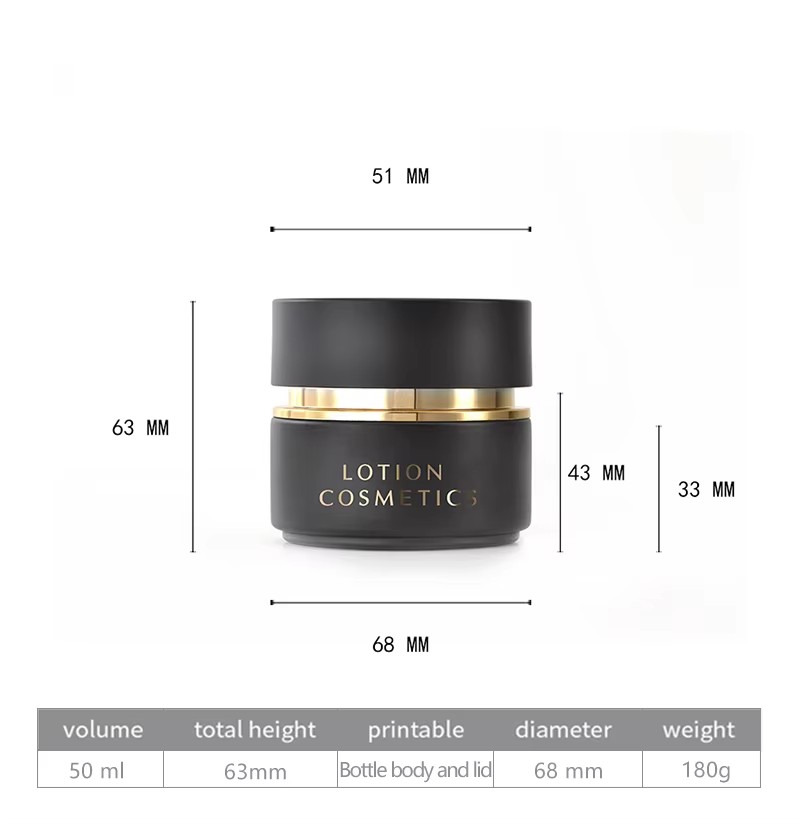 30ml 50ml Empty Luxury Cosmetic Skin Care Set Frosted Black Gold Glass Lotion Bottle With Pump