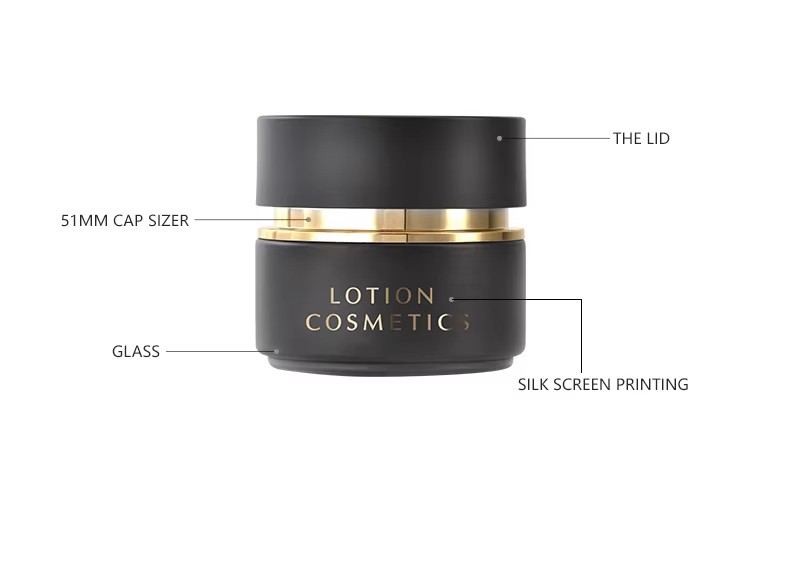 30ml 50ml Empty Luxury Cosmetic Skin Care Set Frosted Black Gold Glass Lotion Bottle With Pump