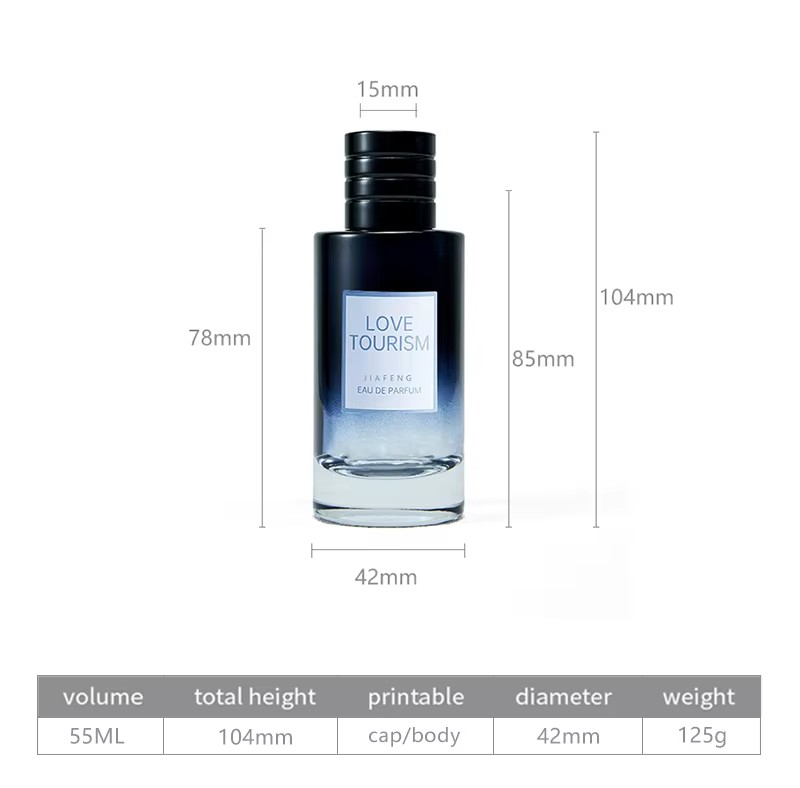50ml Private Label Skincare Packaging Gradient Blue Color Cosmetic Perfume Mist Spray Glass Pump Bottle