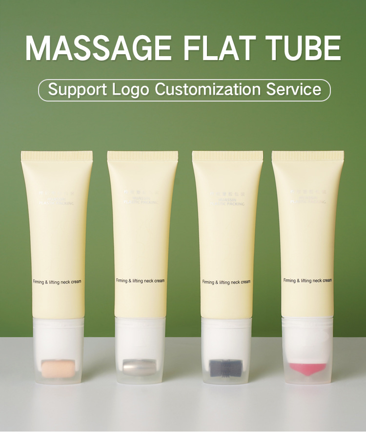 Silicone gel zinc alloy roller massage soft tube neck cream body lotion sunscreen cosmetic tube 50ml
