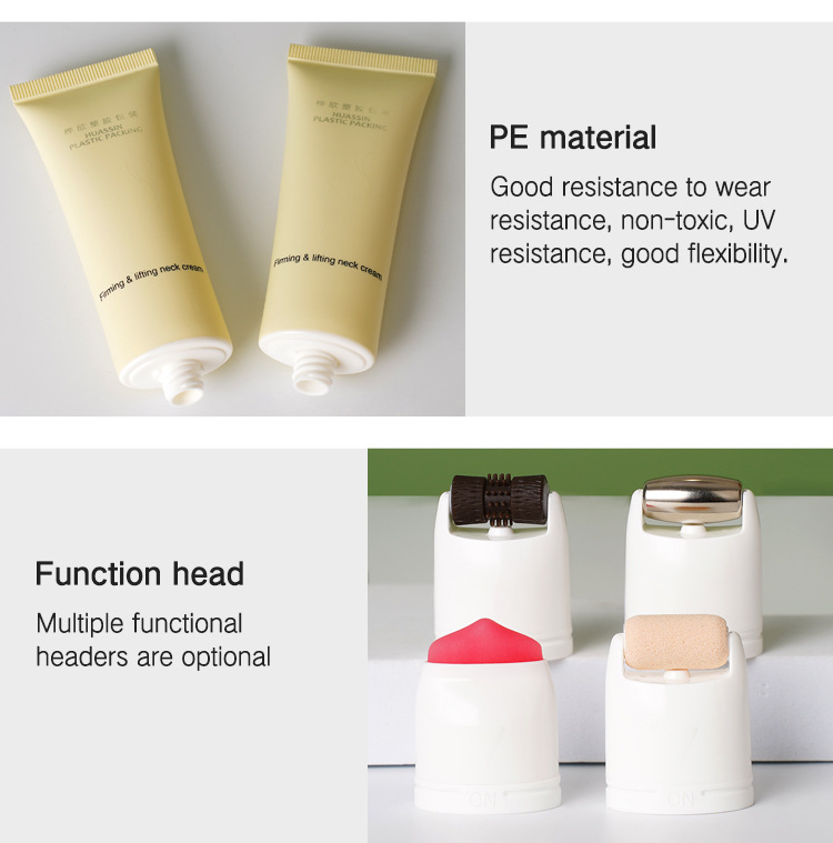Silicone gel zinc alloy roller massage soft tube neck cream body lotion sunscreen cosmetic tube 50ml