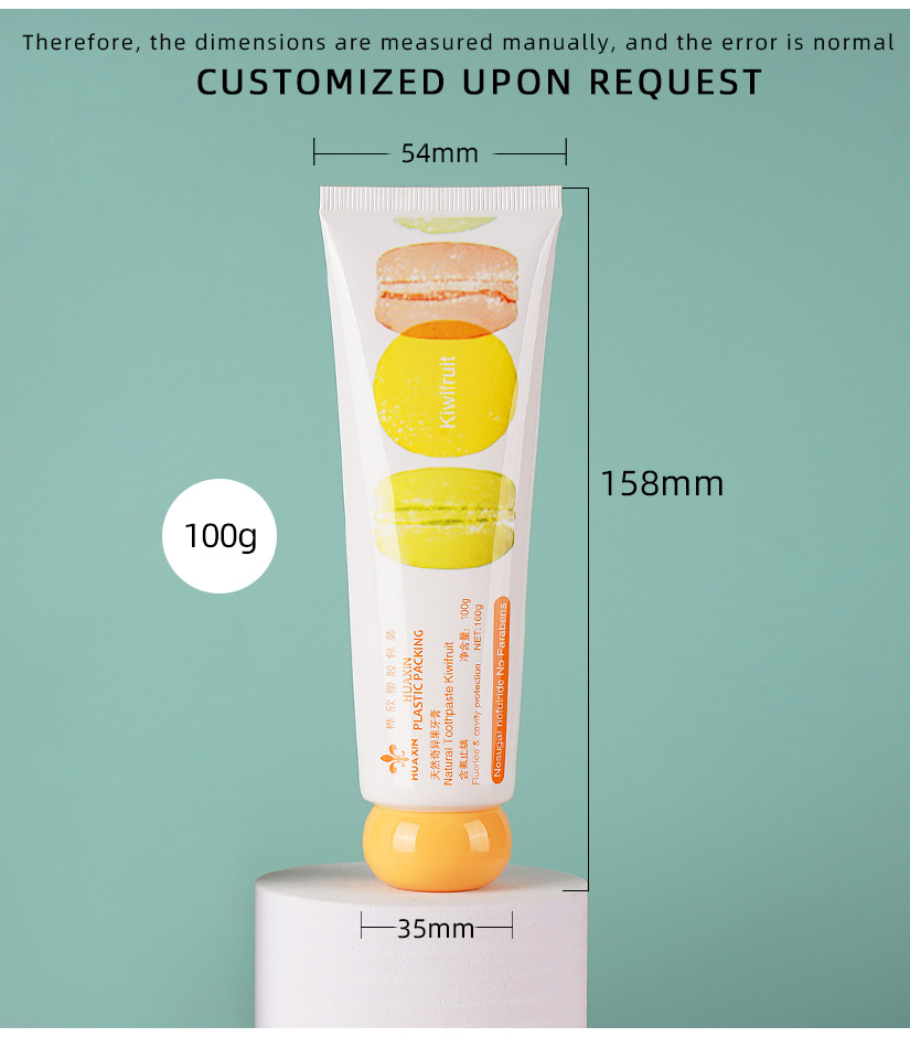 100g Macaroni-colored toothpaste tube hand cream tube aluminum-plastic composite tube oval cap plastic cosmetic tube packaging
