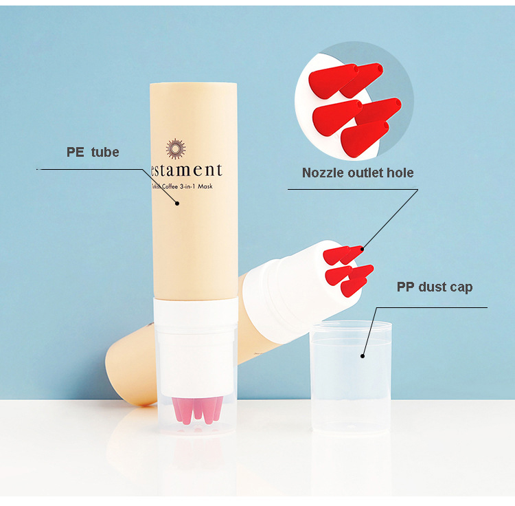 Facial cleanser packaging, skin care container, body lotion tube, 5-point silicone brush tip massage cosmetic tube packaging