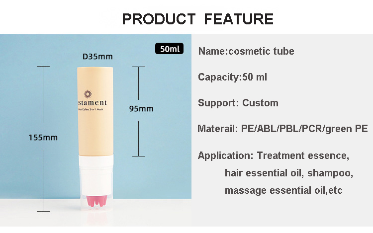 Facial cleanser packaging, skin care container, body lotion tube, 5-point silicone brush tip massage cosmetic tube packaging