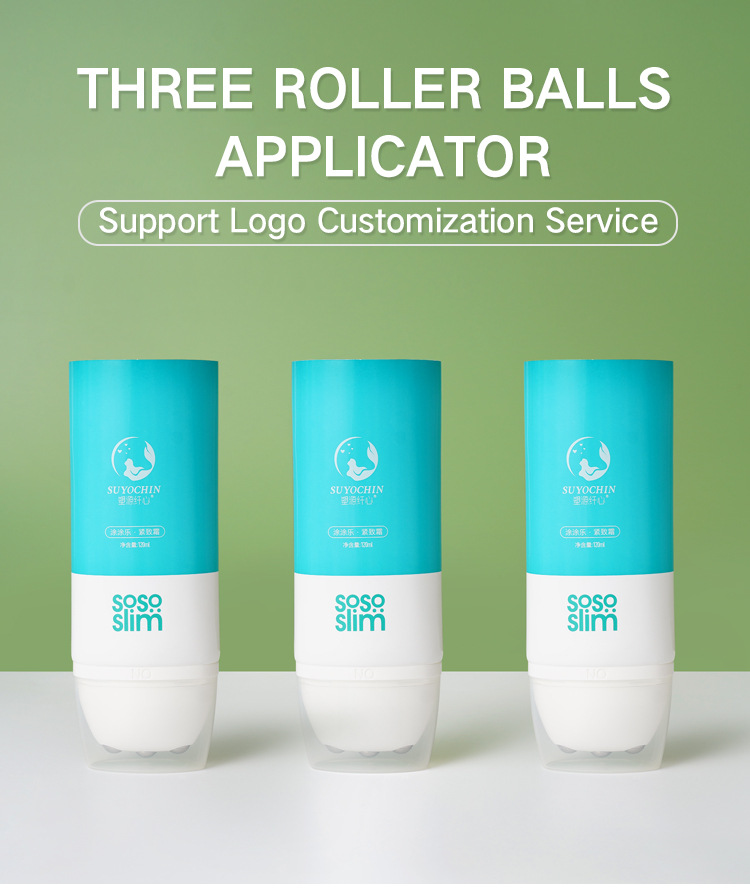 120ml cosmetic flexible tube eye cream lotion face cream body essence milk skin care packaging with ball-shaped massage head