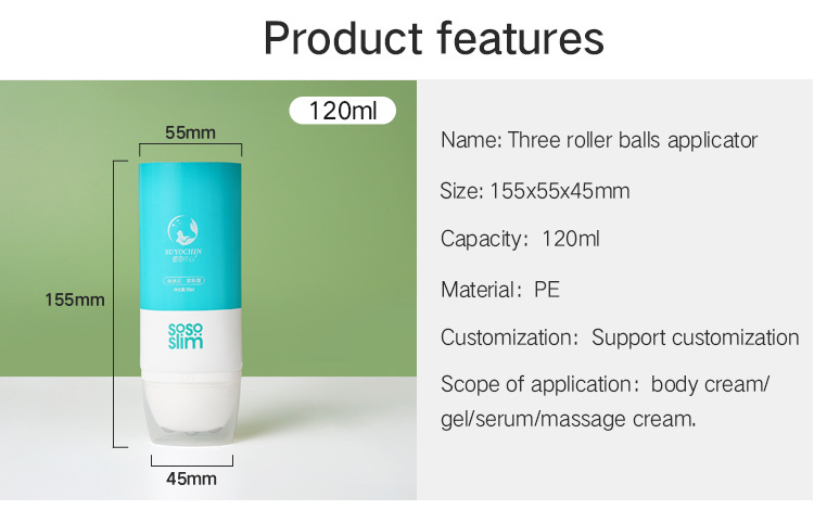 120ml cosmetic flexible tube eye cream lotion face cream body essence milk skin care packaging with ball-shaped massage head