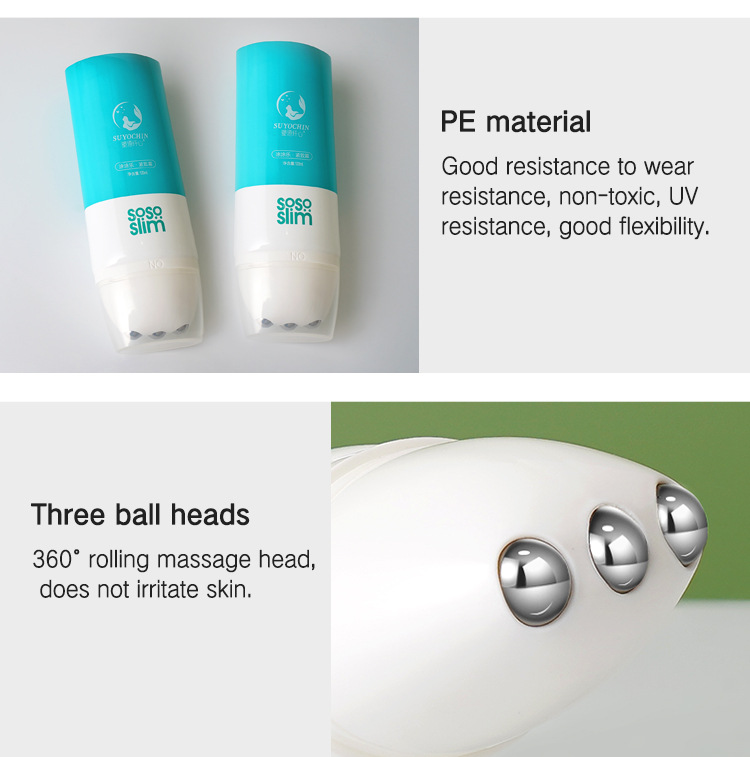 120ml cosmetic flexible tube eye cream lotion face cream body essence milk skin care packaging with ball-shaped massage head