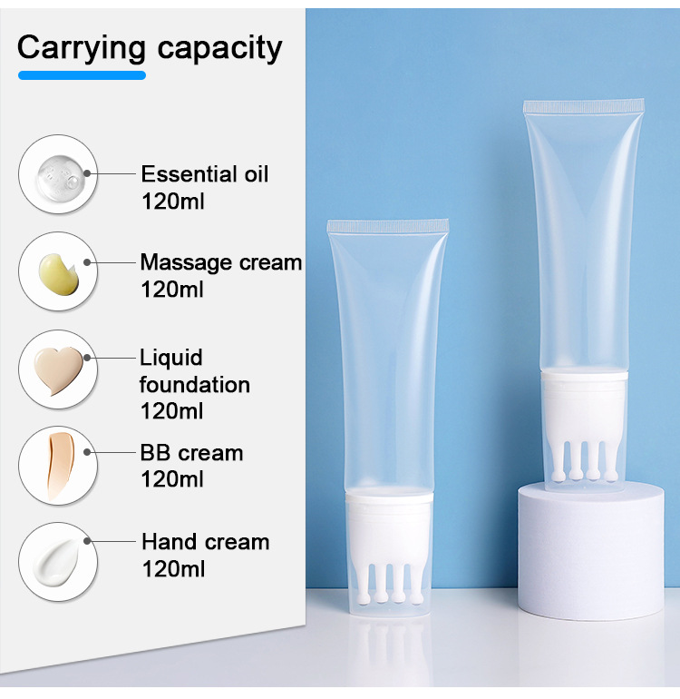 Head neck eye care cream tube repair cream cosmetic flexible tube with silicone duckbill function head massage tube