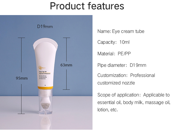10ML Zinc Alloy Inclined Surface Massage tube for Eye Cream Lip Balm Lip Gloss PE ABL Tube Packaging