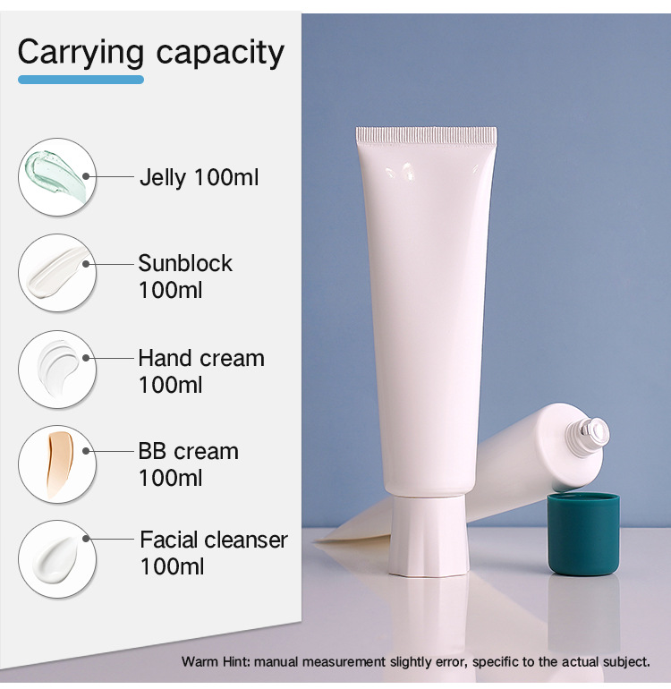 100 ml white facial cleanser, PE tube, 100g BB cream, sunscreen, empty PE plastic tube packaging