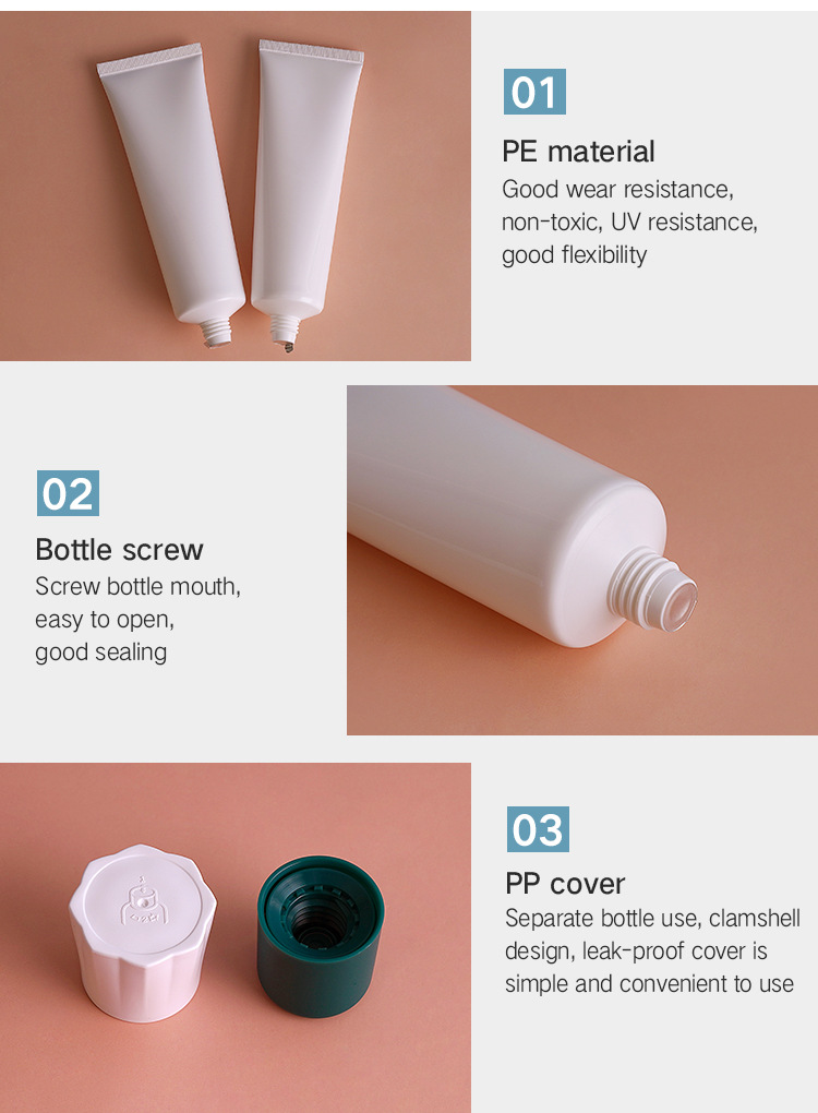 100 ml white facial cleanser, PE tube, 100g BB cream, sunscreen, empty PE plastic tube packaging