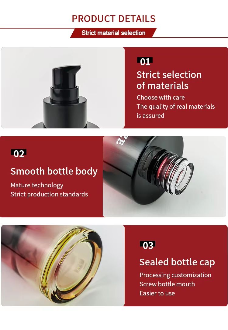 Hot Sell 30ml 50ml 100ml 120ml Cosmetics Glass Packaging Set Custom Red Serum Bottles Amber Jar With Lips