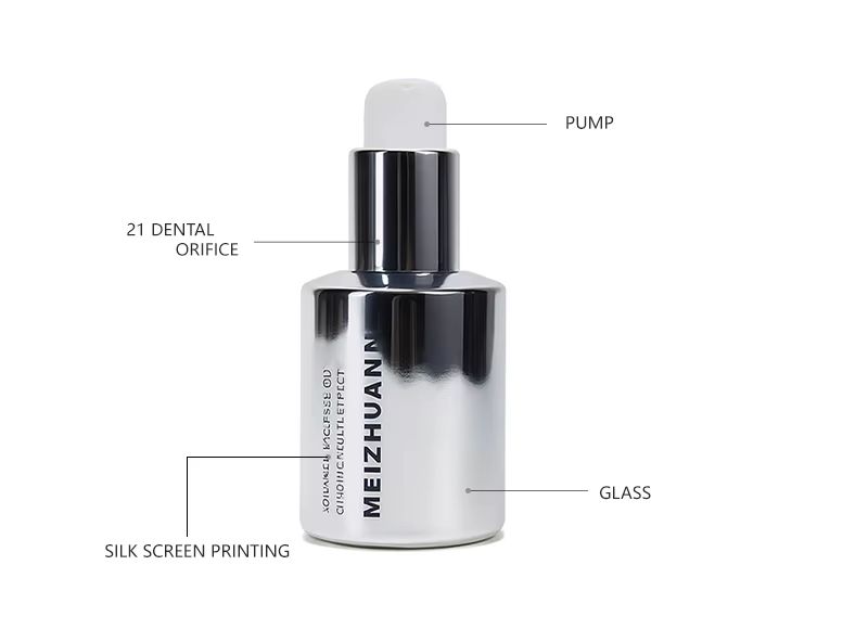 Custom Design 50ml Silvery Electroplated Skincare Cream Serum Glass Bottle for Cosmetic Packaging
