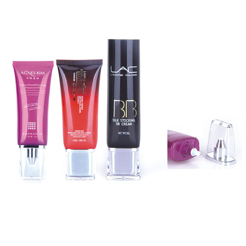 soft flexible plastic tube with acrylic cap for cosmetic packaging