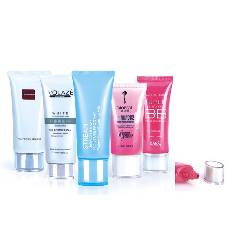 flexible oval tube with acrylic cap for cosmetic packaging