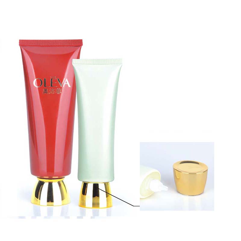golden plating bowl cover  with PE tube with hot-stamping for cosmetic packaging