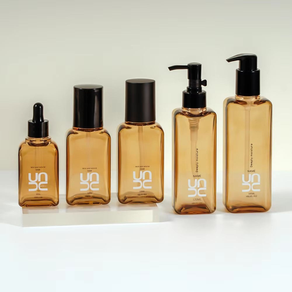 60/100/120/185ml Skincare PETG Bottle Set for Essential Oil Face Cream Eye Cream With Seal and Pump Sprayer