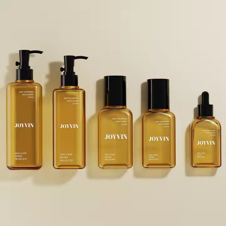 Wholesale Luxury Plastic Skincare Packaging Set Custom Empty Round Pink Cosmetic Lotion Toner Pump Bottle and Face Cream Jar