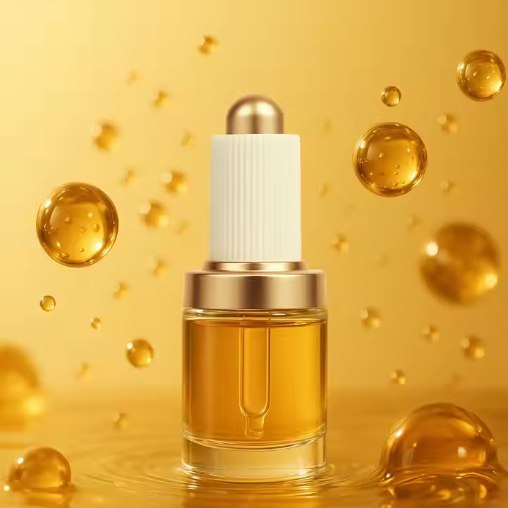 Custom 30ml Luxury White Gold Lid Clear Body Face Serum Essential Oil Press Glass Dropper Bottle for Cosmetics