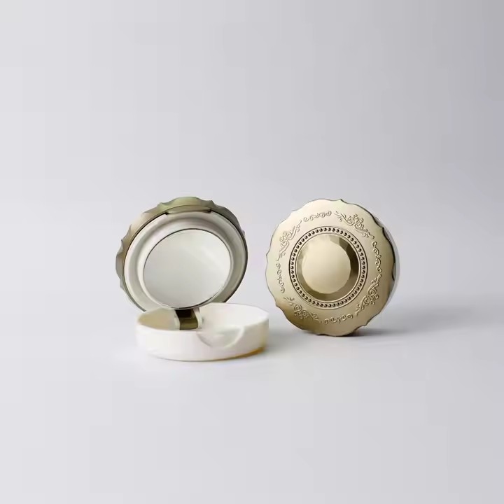 Plastic Round Compact Powder case with Mirror Wholesale Empty Compact Powder Container