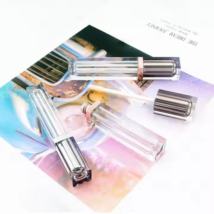 Low MOQ Stock Hot Selling 6ml Luxury Square Clear Custom Logo Lipgloss Container Lip Gloss Tube With Applicator